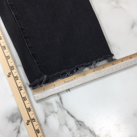 LOFT Curvy High Rise Straight Crop Jeans Womens 32/14 Black Cotton Denim Raw Hem - Picture 7 of 13